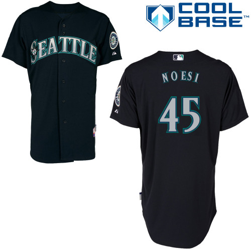 Hector Noesi #45 Youth Baseball Jersey-Seattle Mariners Authentic Alternate Road Cool Base MLB Jersey